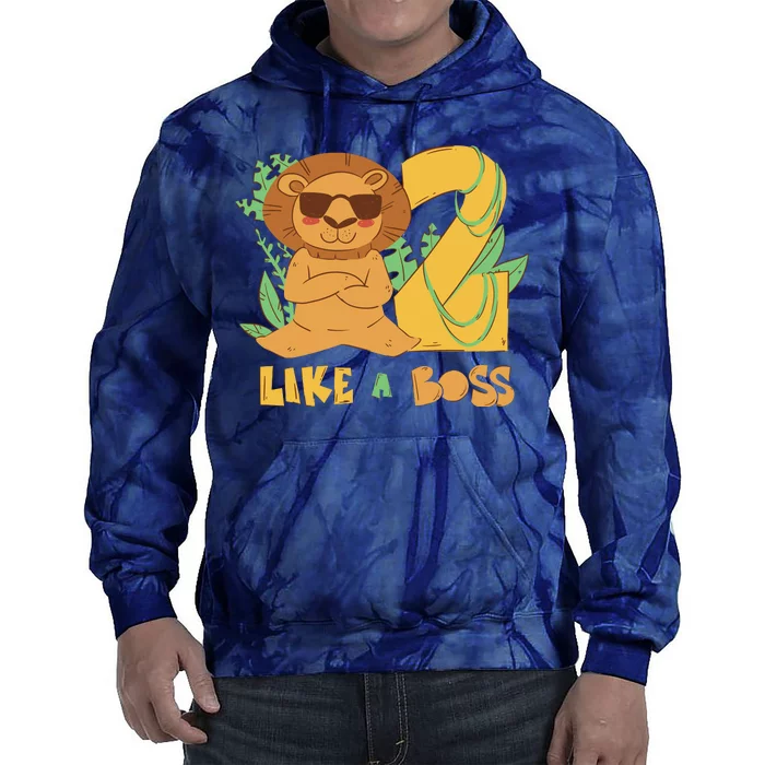 2nd Birthday Like A Boss Lion Cute Gift Tie Dye Hoodie