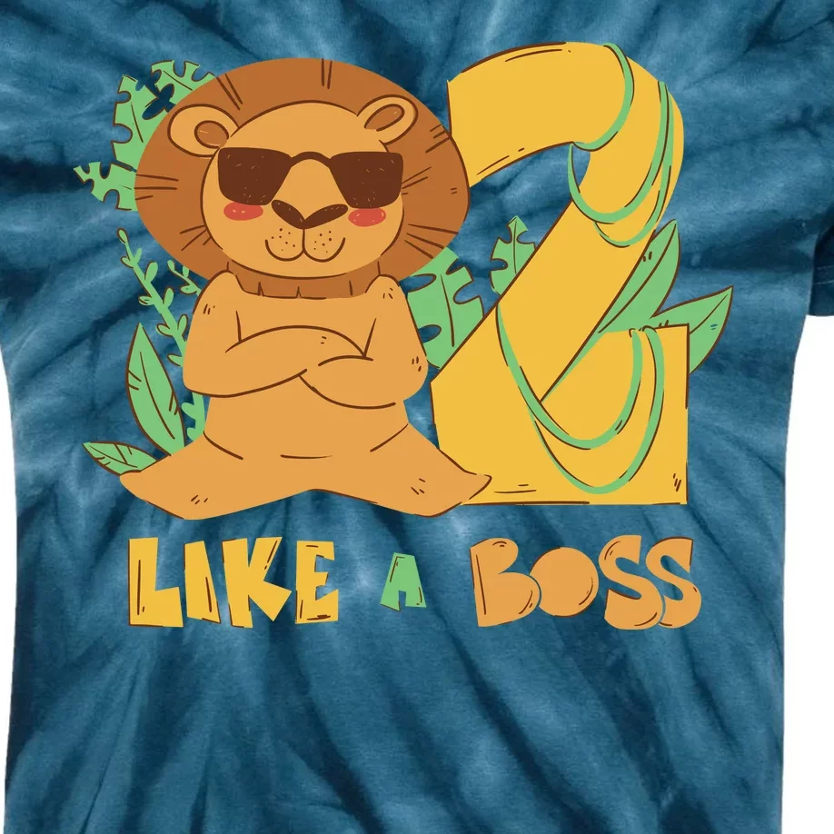 2nd Birthday Like A Boss Lion Cute Gift Kids Tie-Dye T-Shirt