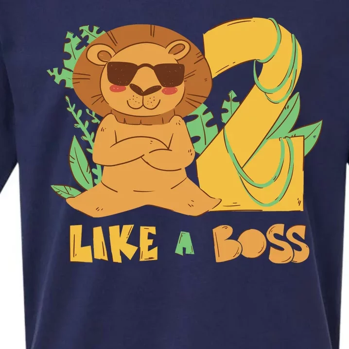 2nd Birthday Like A Boss Lion Cute Gift Sueded Cloud Jersey T-Shirt