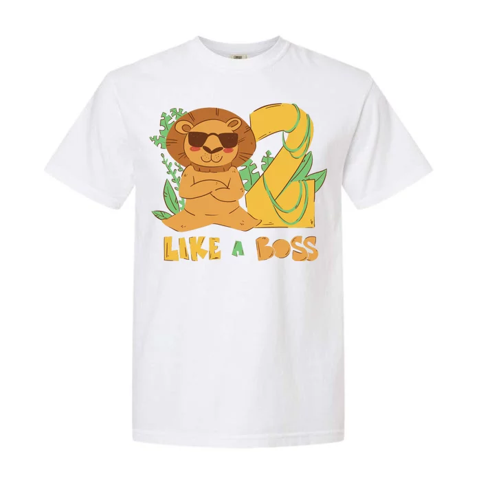 2nd Birthday Like A Boss Lion Cute Gift Garment-Dyed Heavyweight T-Shirt