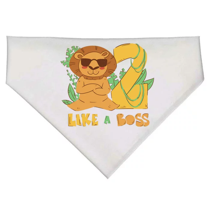 2nd Birthday Like A Boss Lion Cute Gift USA-Made Doggie Bandana