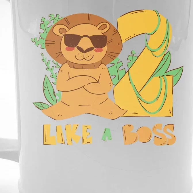 2nd Birthday Like A Boss Lion Cute Gift Front & Back Beer Stein