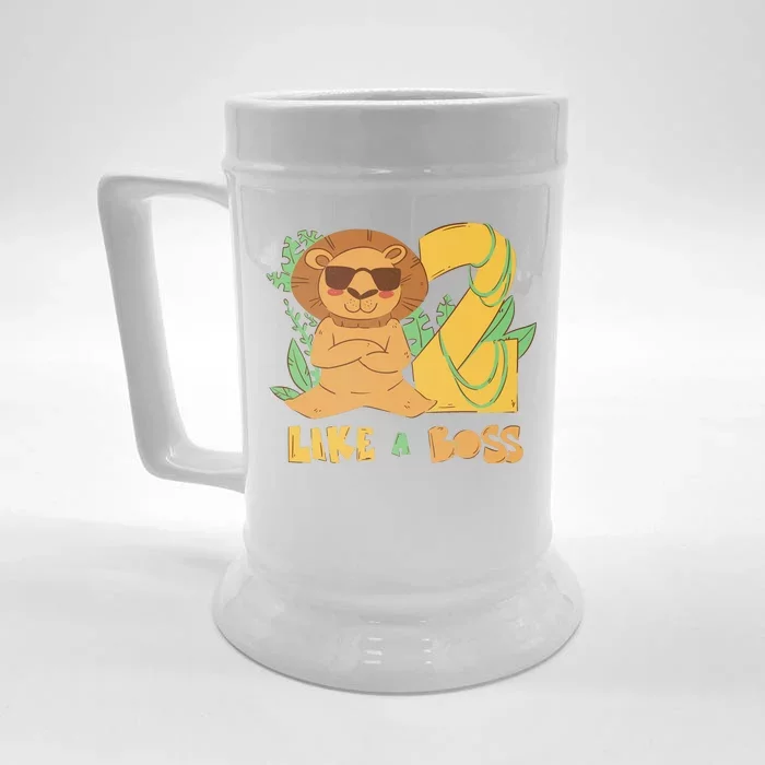 2nd Birthday Like A Boss Lion Cute Gift Front & Back Beer Stein