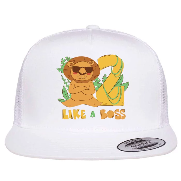 2nd Birthday Like A Boss Lion Cute Gift Flat Bill Trucker Hat