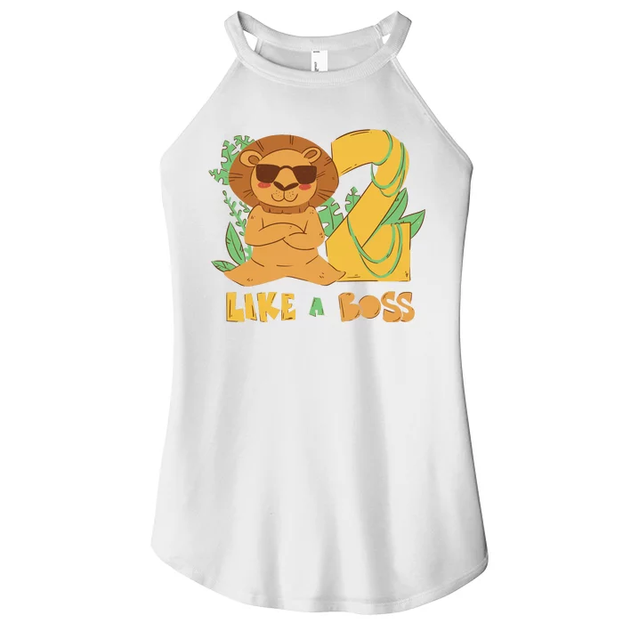 2nd Birthday Like A Boss Lion Cute Gift Women’s Perfect Tri Rocker Tank