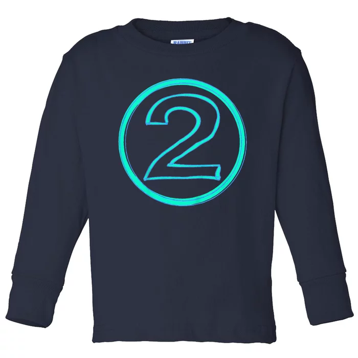 2nd Birthday Number 2 Two Party Toddler Long Sleeve Shirt