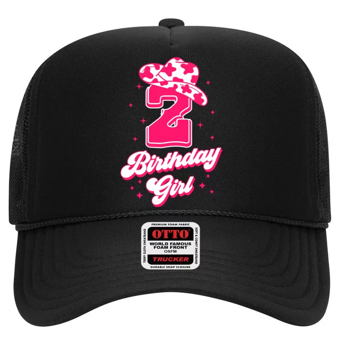 2nd Birthday Outfit Girl 2 Year Old Rodeo Western Cowgirl High Crown Mesh Trucker Hat