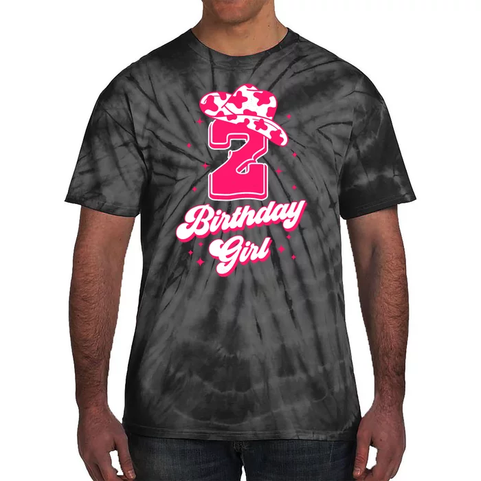 2nd Birthday Outfit Girl 2 Year Old Rodeo Western Cowgirl Tie-Dye T-Shirt