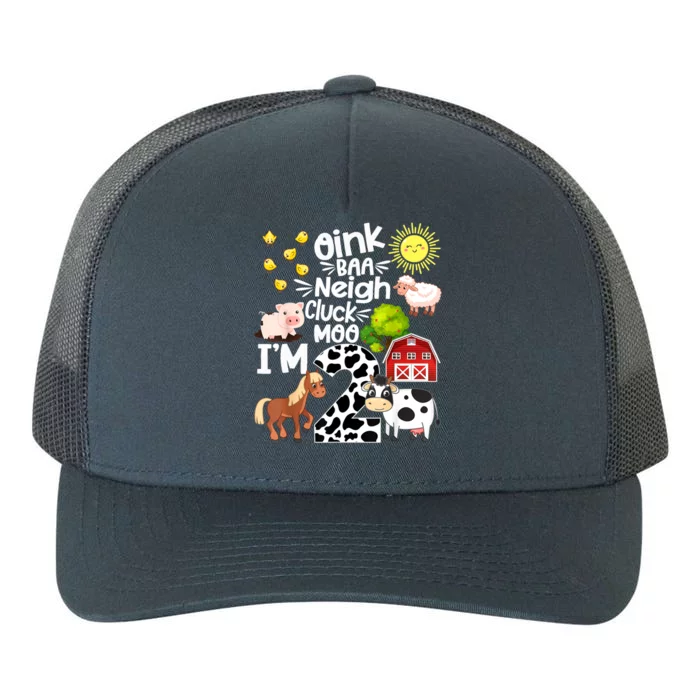 2nd Birthday Oink Baa Neigh Cluck Moo I'm 2 Farm Birthday Yupoong Adult 5-Panel Trucker Hat