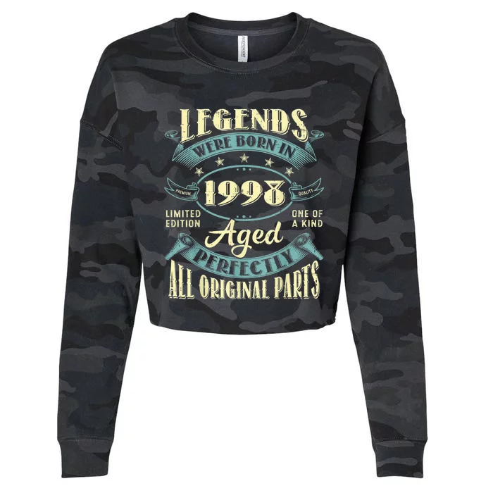 25th Birthday Present Gifts Vintage Legends Born In 1998 25 Year Old Cropped Pullover Crew