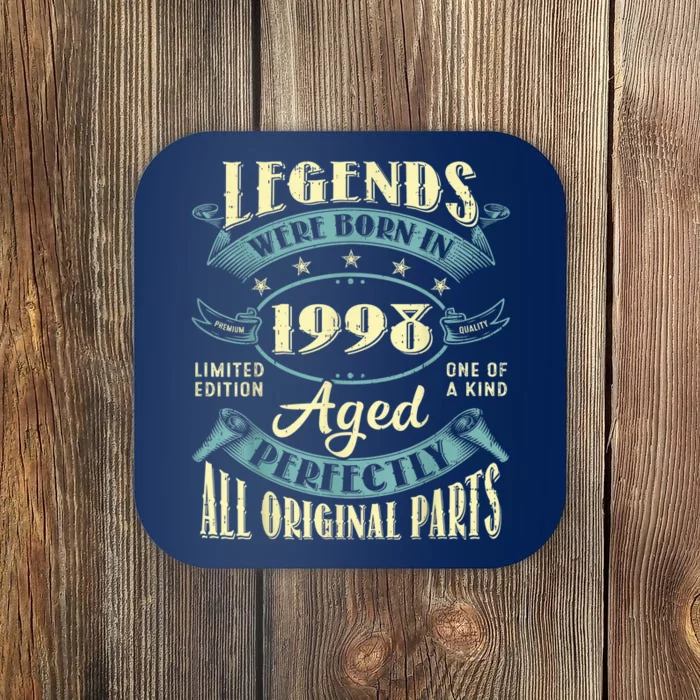 25th Birthday Present Gifts Vintage Legends Born In 1998 25 Year Old Coaster