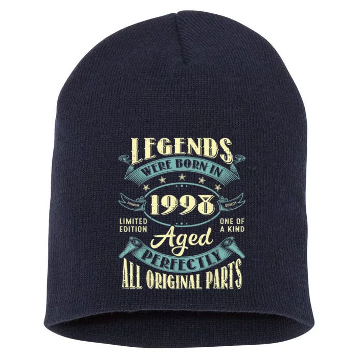 25th Birthday Present Gifts Vintage Legends Born In 1998 25 Year Old Short Acrylic Beanie