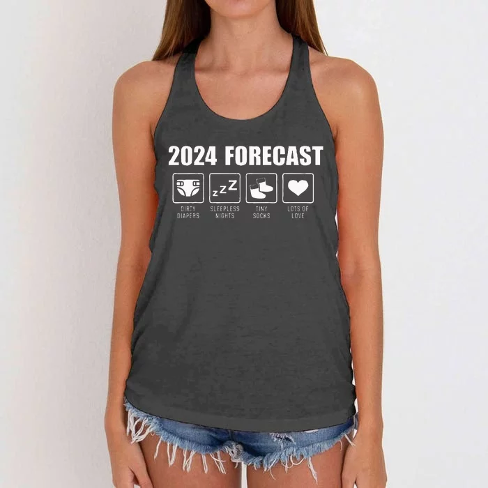 24 Baby Pregnancy Announcement Women's Knotted Racerback Tank