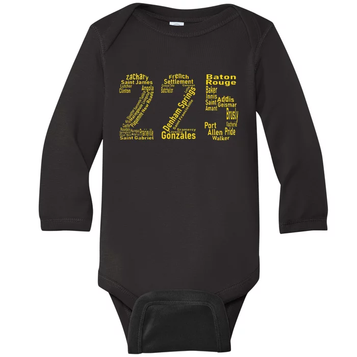 225 Baton Rouge Gonzales Denham Springs Area Code Baby Long Sleeve Bodysuit