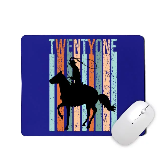 21st Birthday Retro Rodeo Horse Lovers Cow Rider Funny Gift Mousepad