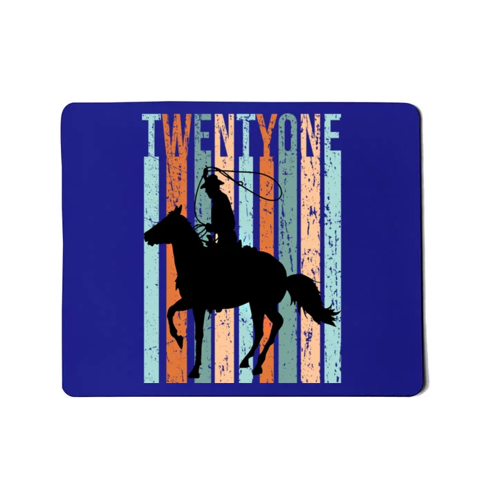 21st Birthday Retro Rodeo Horse Lovers Cow Rider Funny Gift Mousepad