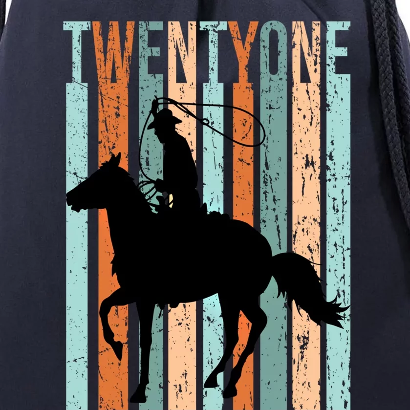 21st Birthday Retro Rodeo Horse Lovers Cow Rider Funny Gift Drawstring Bag