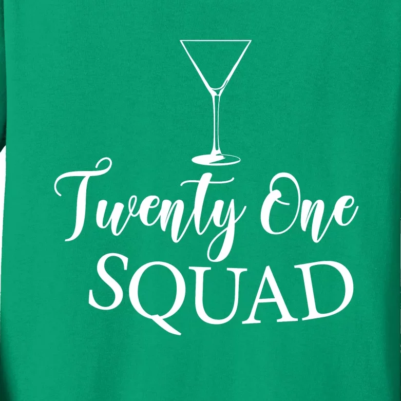 21st Birthday Squad Celebration Graphic Kids Long Sleeve Shirt