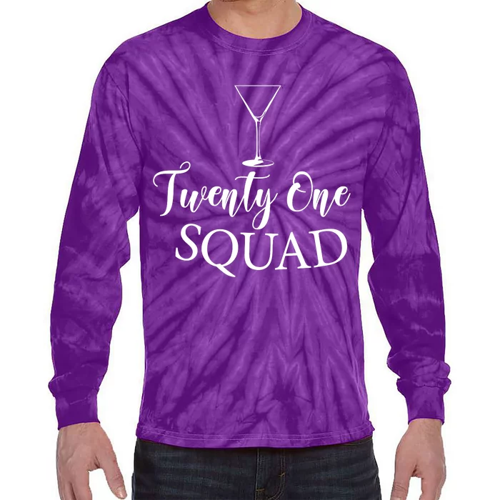 21st Birthday Squad Celebration Graphic Tie-Dye Long Sleeve Shirt