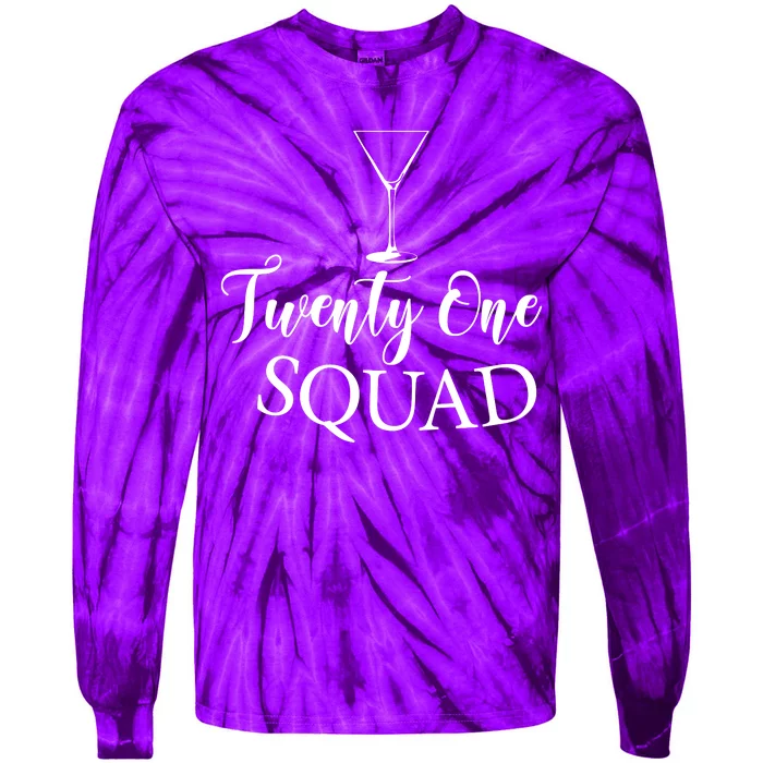 21st Birthday Squad Celebration Graphic Tie-Dye Long Sleeve Shirt