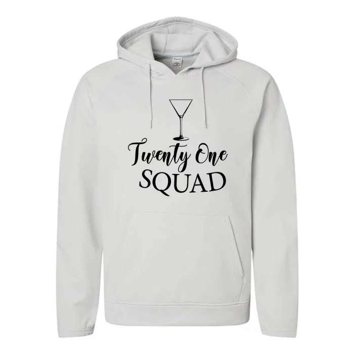 21st Birthday Squad Celebration Graphic Performance Fleece Hoodie