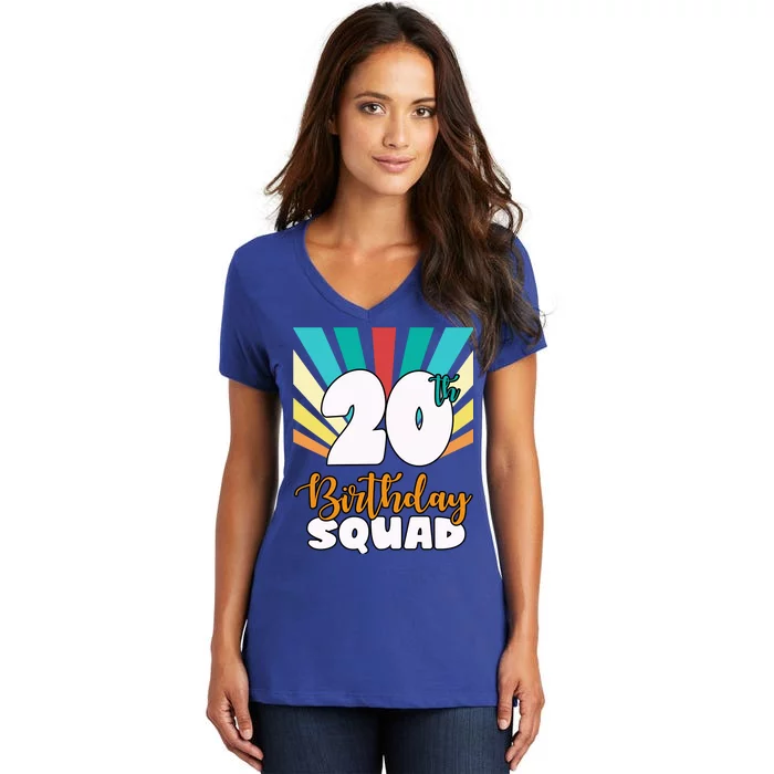 20th Birthday Squad 20 Years Old Women's V-Neck T-Shirt