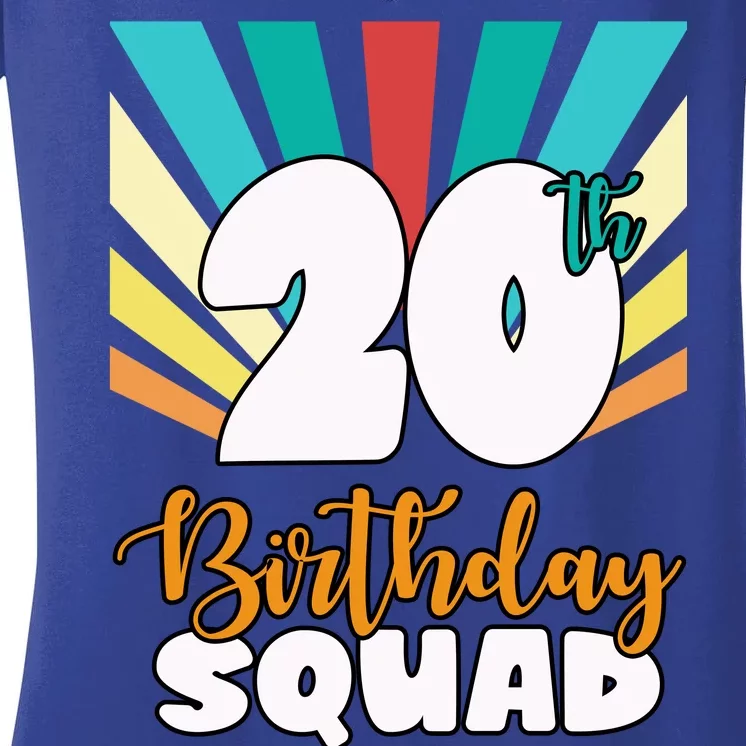 20th Birthday Squad 20 Years Old Women's V-Neck T-Shirt