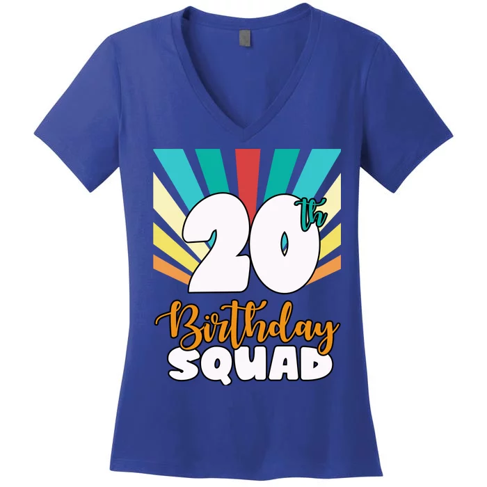 20th Birthday Squad 20 Years Old Women's V-Neck T-Shirt