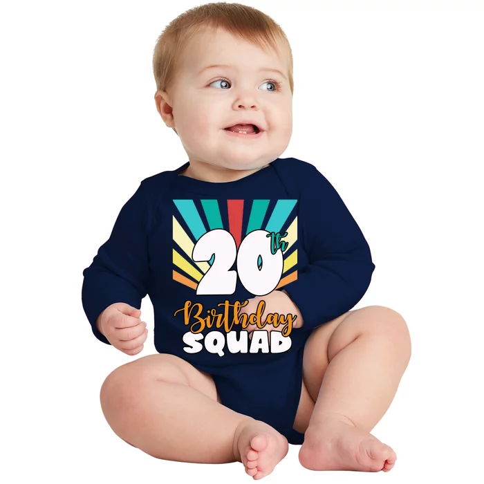 20th Birthday Squad 20 Years Old Baby Long Sleeve Bodysuit