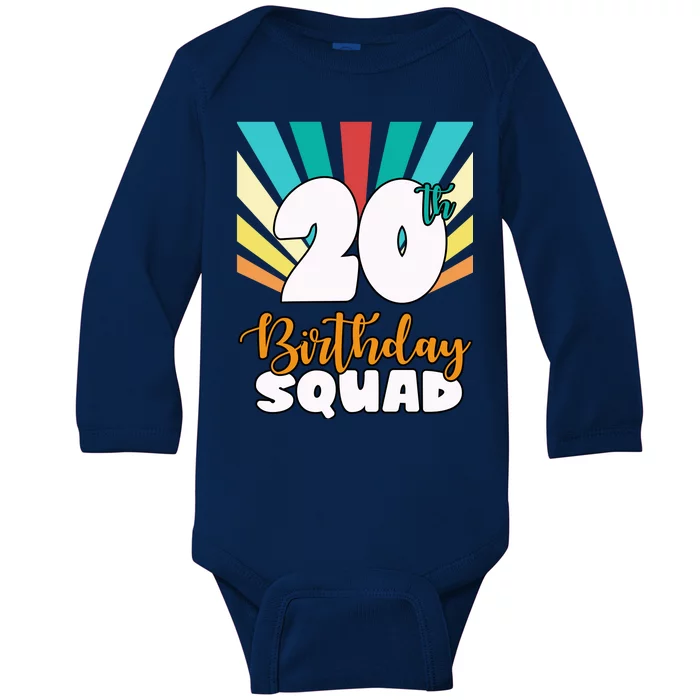 20th Birthday Squad 20 Years Old Baby Long Sleeve Bodysuit