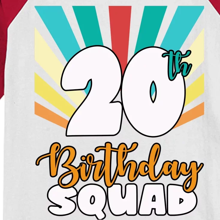 20th Birthday Squad 20 Years Old Kids Colorblock Raglan Jersey