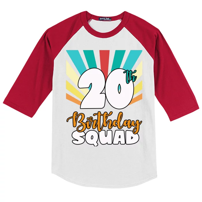 20th Birthday Squad 20 Years Old Kids Colorblock Raglan Jersey