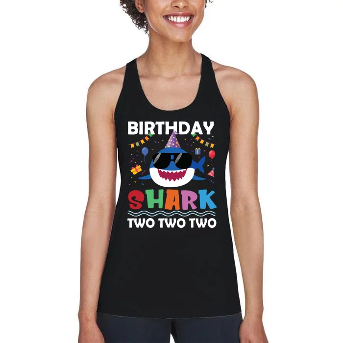 2nd Birthday Shark Matching Party Gifts For Women's Racerback Tank