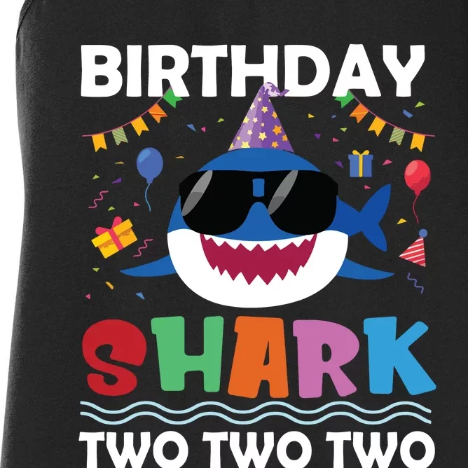 2nd Birthday Shark Matching Party Gifts For Women's Racerback Tank