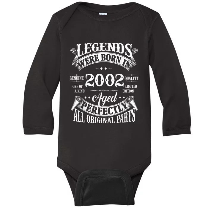 21st Birthday Tee Vintage Legends Born In 2002 21 Years Old Baby Long Sleeve Bodysuit