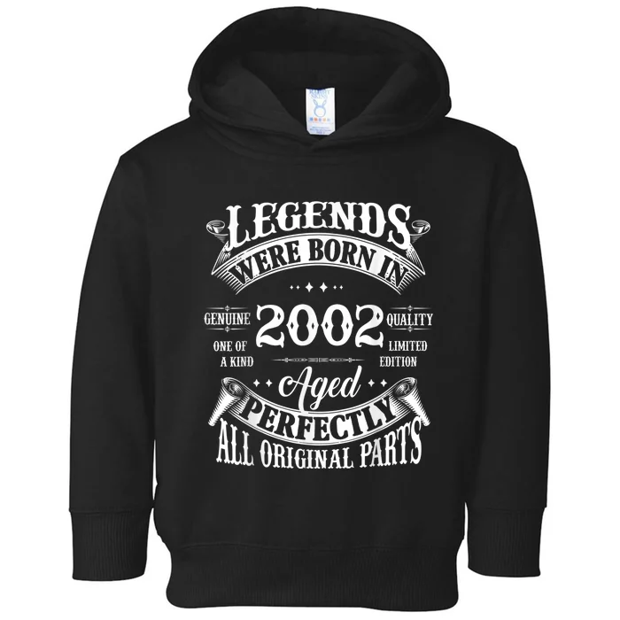 21st Birthday Tee Vintage Legends Born In 2002 21 Years Old Toddler Hoodie