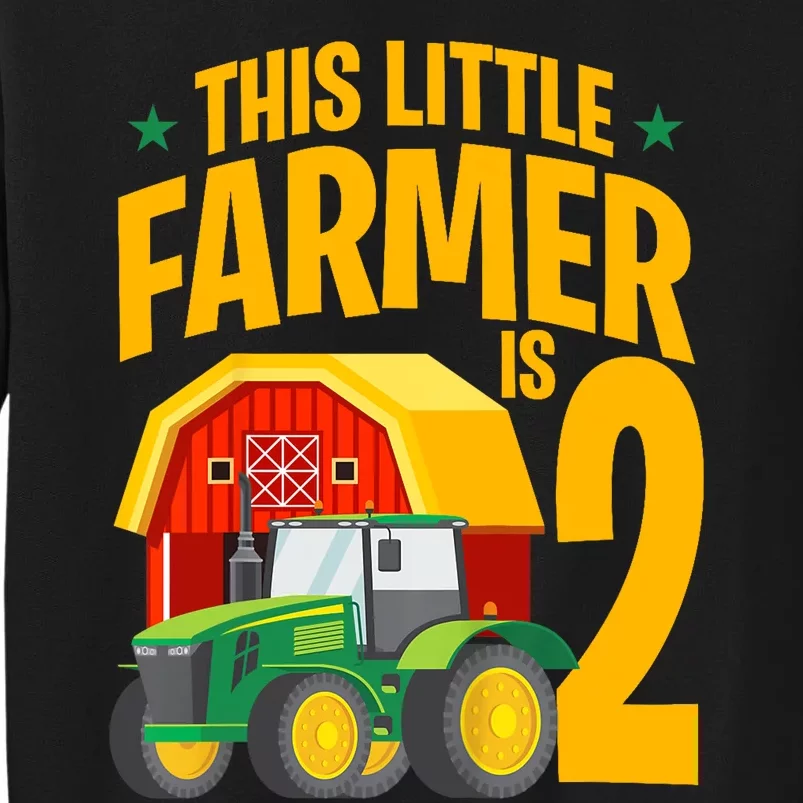 2nd Birthday This Little Farmer Is 2 Year Old Tractor Tall Sweatshirt