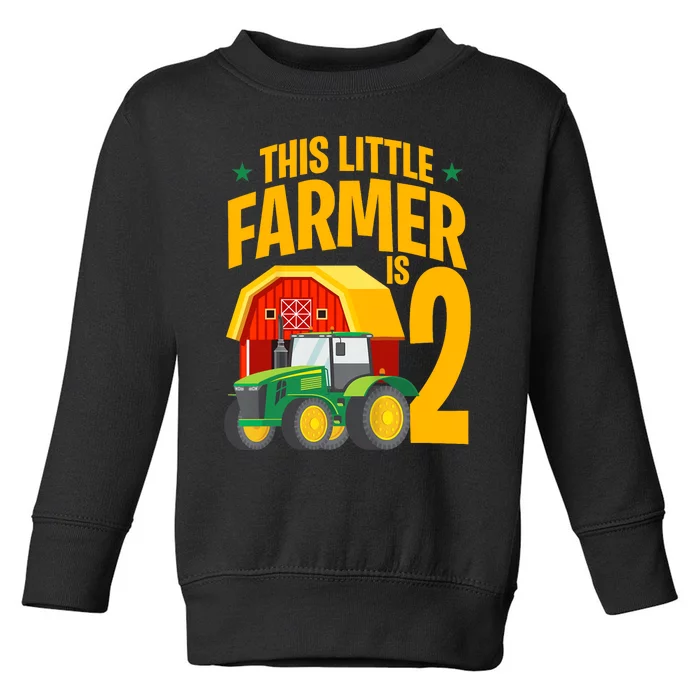 2nd Birthday This Little Farmer Is 2 Year Old Tractor Toddler Sweatshirt