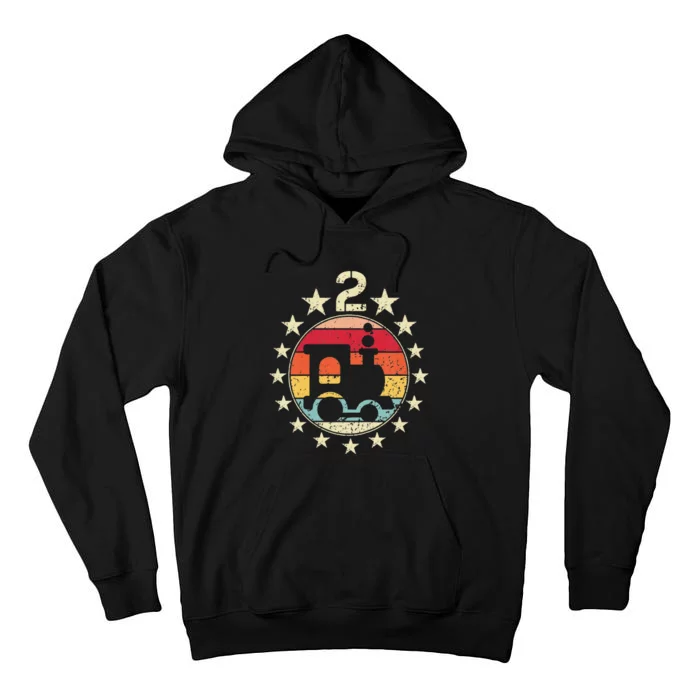 2nd Birthday Train Second 2 Year Old Birthday Tall Hoodie