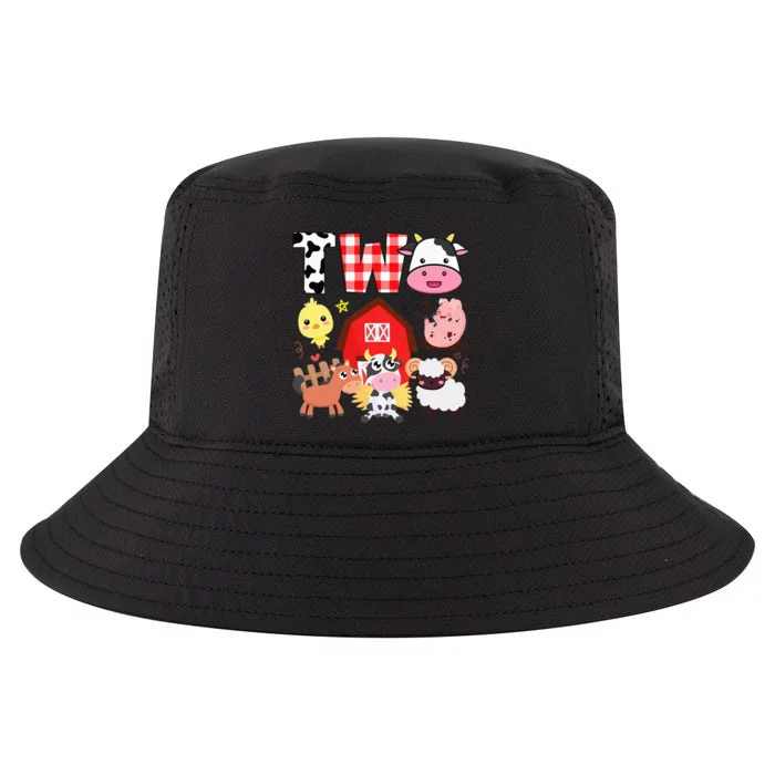 2nd Birthday Two Year Old Farm Theme Animals Birthday Party Cool Comfort Performance Bucket Hat