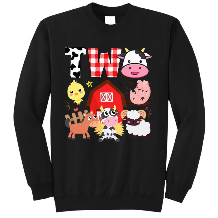 2nd Birthday Two Year Old Farm Theme Animals Birthday Party Sweatshirt