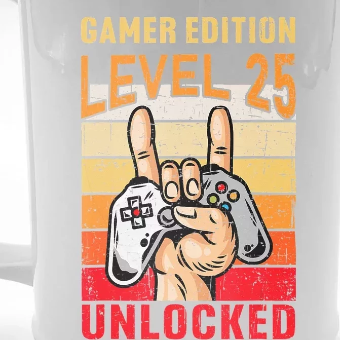 25Th Birthday Video Gamer Edition Level 25 Unlocked Front & Back Beer Stein