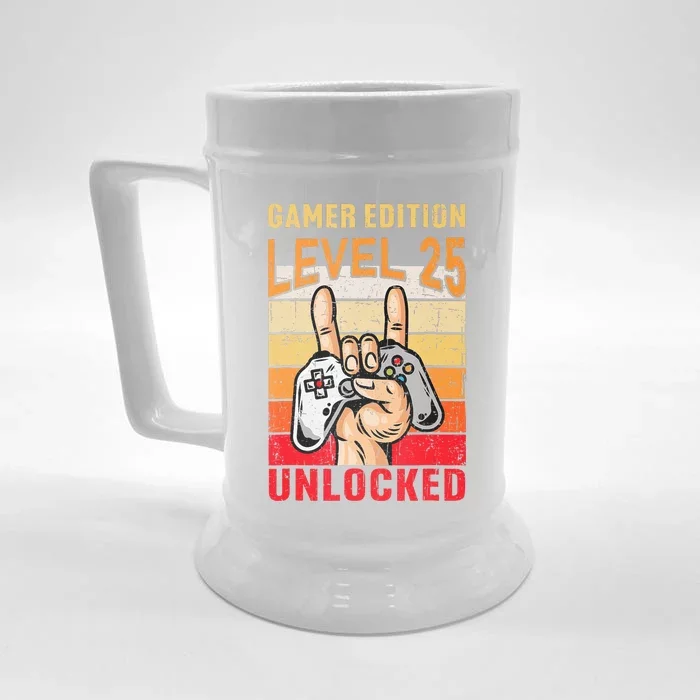 25Th Birthday Video Gamer Edition Level 25 Unlocked Front & Back Beer Stein