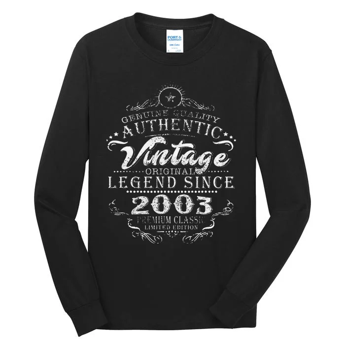 20th Birthday Vintage Legend Since 2003 Tall Long Sleeve T-Shirt