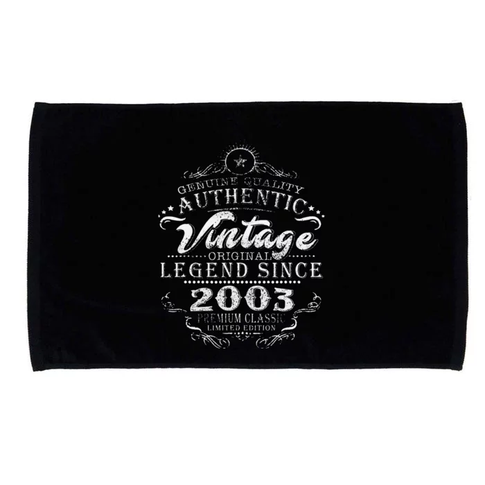 20th Birthday Vintage Legend Since 2003 Microfiber Hand Towel