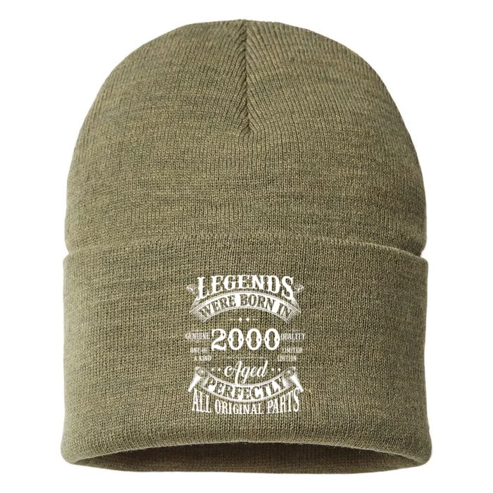 24th Birthday Vintage Legends Born In 2000 24 Years Old Sustainable Knit Beanie