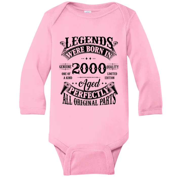 24th Birthday Vintage Legends Born In 2000 24 Years Old Baby Long Sleeve Bodysuit