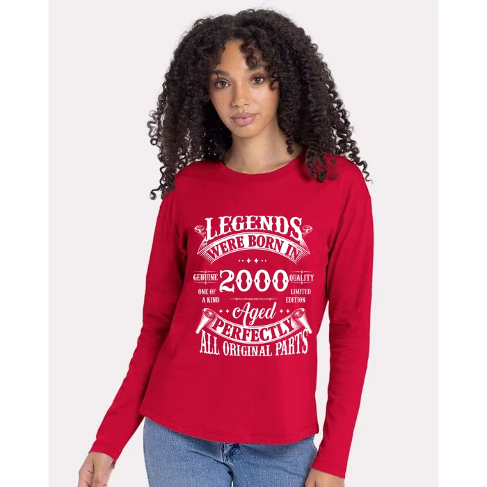 24th Birthday Vintage Legends Born In 2000 24 Years Old Womens Cotton Relaxed Long Sleeve T-Shirt