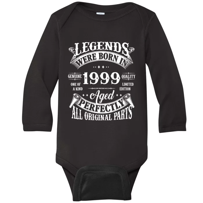 25th Birthday Vintage Legends Born In 1999 25 Years Old Baby Long Sleeve Bodysuit