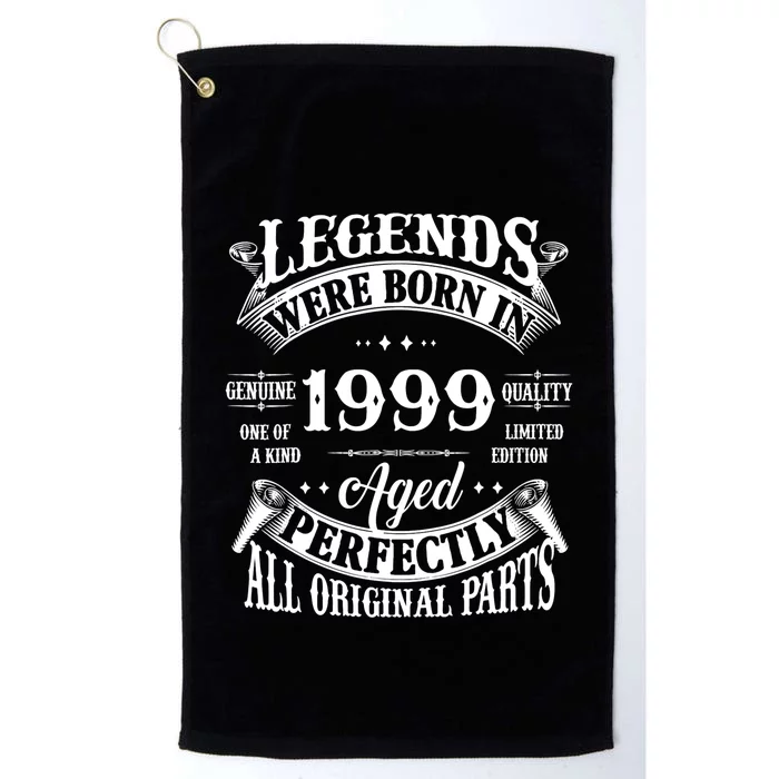 25th Birthday Vintage Legends Born In 1999 25 Years Old Platinum Collection Golf Towel